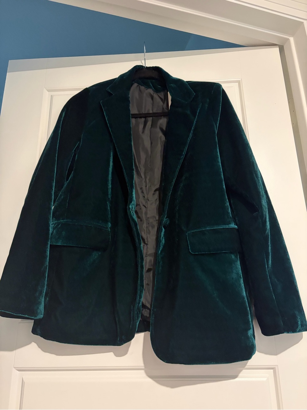 Womens Velvet Blazer Jacket - Emerald Green